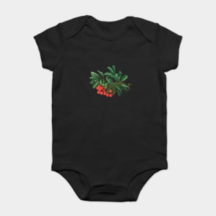 Red Berries with Glossy Green Leaves, Likely from a Plant or Shrub, Highlighting its Natural Beauty Baby Bodysuit